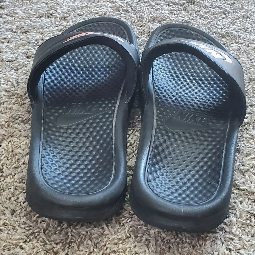 Nike Black & Blush Slide on Shoes